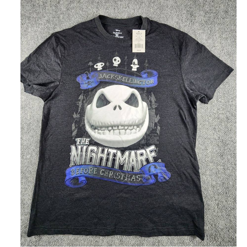 Disney Nightmare Before Christmas Jack Skellington Graphic Tee Black Mens L NWT